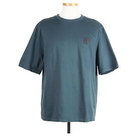 Hermès T-Shirt Turquesa com Patch de Couro de Cavalo Azul