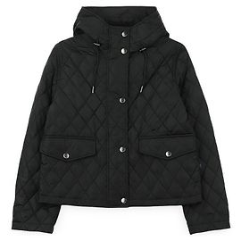 Burberry Giacca corta trapuntata con cappuccio in nylon da donna Nero