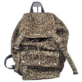 Saint Laurent Noe Khaki Leopard Jacquard Backpack Brown