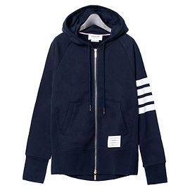 Thom Browne Men's Diagonal Hooded Zipper Jacket Blue