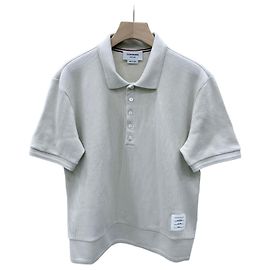 Thom Browne Baumwoll- Polohemd mit kurzen Ärmeln Ivory Weiß