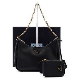 Prada Bolsa Hobo Multi Re-edition com corrente preta Preto