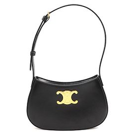 Céline Borsa a tracolla Tilly Medium in vitello lucido nero con dettagli dorati Nero