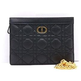 Dior Borsa a tracolla e crossbody Caro Cannage con pochette zip e catena Nero