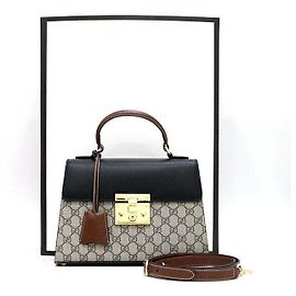 Gucci Supreme Bolsa Tote de Alça Superior e Bolsa de Ombro com Cadeado Marrom