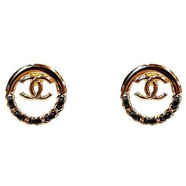 Chanel Orecchini rotondi CC Gold Nero