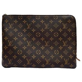 Louis Vuitton Monogram Leather Clutch Bag Brown