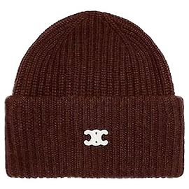 Céline Gorro Triomphe de cachemira sin costuras Brown Castaño