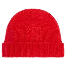 Céline Triomphe Beanie aus Kaschmir und Seide Hellrot Rot