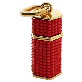 Céline Charm Column Beads Box Perlen Gold-Finish Messing Rotgold Rot