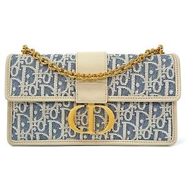 Dior Borsa a tracolla con catena East West Montaigne Blu Blu