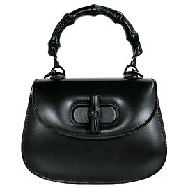 Gucci Bamboo Top Handle Bag Black Black