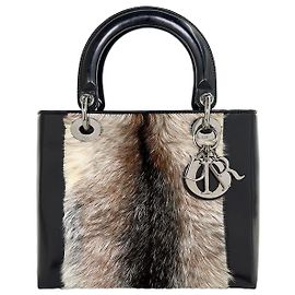 Dior Saco Tote de Ombro Lady em Camurça Medium Preto Preto