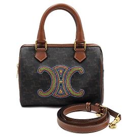 Céline Mala Boston e mala de ombro crossbody Triomphe Small bordada multicolorida Preto