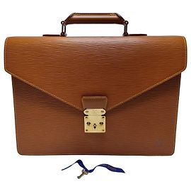Louis Vuitton Mallette en cuir Camel Marron