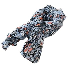 Louis Vuitton Rose Pattern Blue Scarf Blue