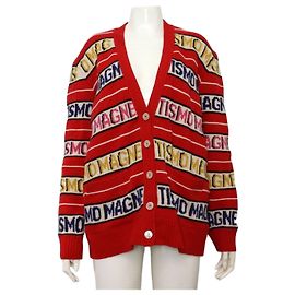 Gucci Cardigã oversized em lã com riscas vermelhas Vermelho