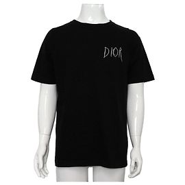 Dior Schwarzes T-Shirt mit Kurzarm und besticktem Logo Schwarz
