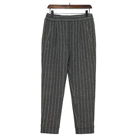 Brunello Cucinelli Calças Jogger de Cachemir Cinza com Faixas Listradas para Mulher Marrom