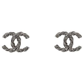 Chanel Pendientes Cubic CC Silver Plata