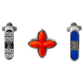 Louis Vuitton Orecchini in argento con perline multicolore Blu