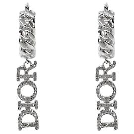 Dior Orecchini a cerchio con cristalli Argento