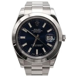 Rolex Orologio da uomo DATEJUST Quadrante Blu Index Oyster Steel Blu