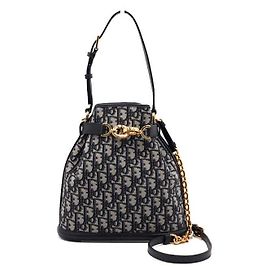 Dior Saco Tote de Ombro e Crossbody Blue Oblique com Corrente Média Azul