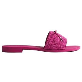 Dior Cannage Slide Fuchsia Sponge-Effect Technical Fabric Pink