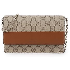 Gucci Emblem Chain Wallet Brown