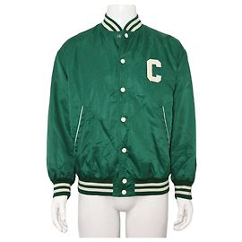 Céline Nylon Teddy Unisex Varsity Bomber Jacket Green