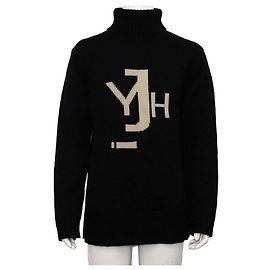 Yohji Yamamoto Black Rain Wollpullover Unisex Strick T-Shirt Schwarz