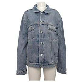 Balenciaga Denim Jacket with Initial Logo Blue