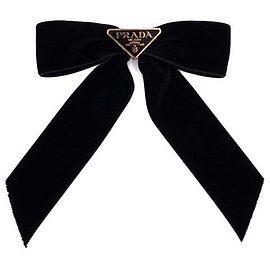 Prada Pinza para el pelo de cinta de terciopelo negro Negro