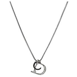 Dior Cubic CD Silver Necklace Silvery