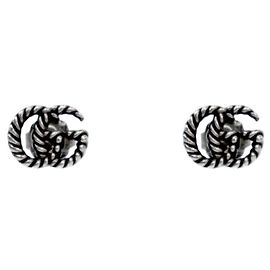 Gucci Double Chain Silver Earrings Silvery