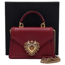 Dolce & Gabbana Picca borsa Devotion con manico superiore e logo cuore in vitello rosso Nero