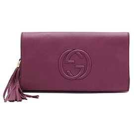 Gucci Clutch de aba Soho com borla e logo entrelaçado Roxo