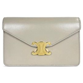 Céline Bolsa de Ombro com Corrente Triumph Margo WOC em Bezerro Brilhante Marrom