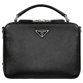 Prada Reise-Clutch aus Saffiano-Leder Schwarz Schwarz