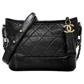 Chanel Borsa hobo Gabrielle Small Black Series in pelle di vitello Nero