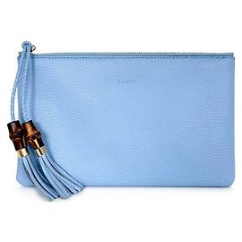 Gucci Clutch Medium com Borla de Bambu Azul
