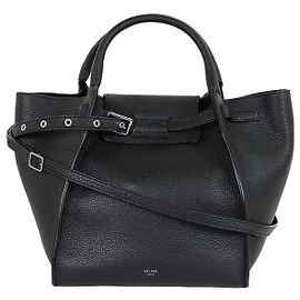 Céline Pequena mala preta em pele de vitelo grão Preto