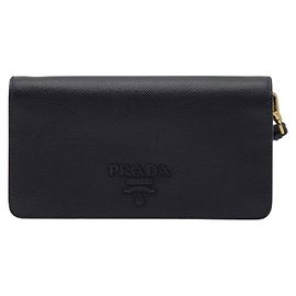 Prada Bolso bandolera Saffiano Shine Strap con cadena Negro