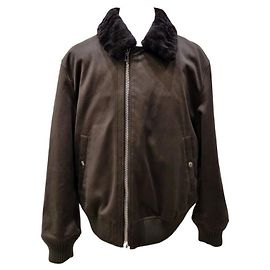 Burberry Shearling Collar Bomber Jacket Brown