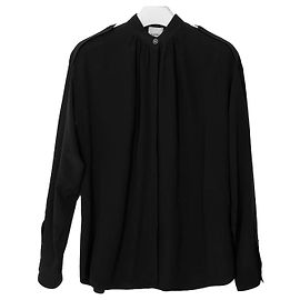 Burberry Camicia in seta con collo alla coreana Nero Nero