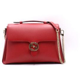 Gucci Borsa a tracolla e a spalla rossa con manico e catena Interlocking GG Rosso