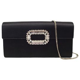 Roger Vivier Bolsa de Ombro Pilgrim com Fivela de Cristal Preto Preto