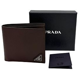 Prada Saffiano Leder Geldbörse Braun Braun