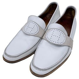 Hermès Leather Loafer White White